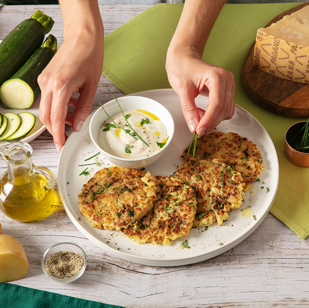 Rosti di patate con Grana Padano e zucchine