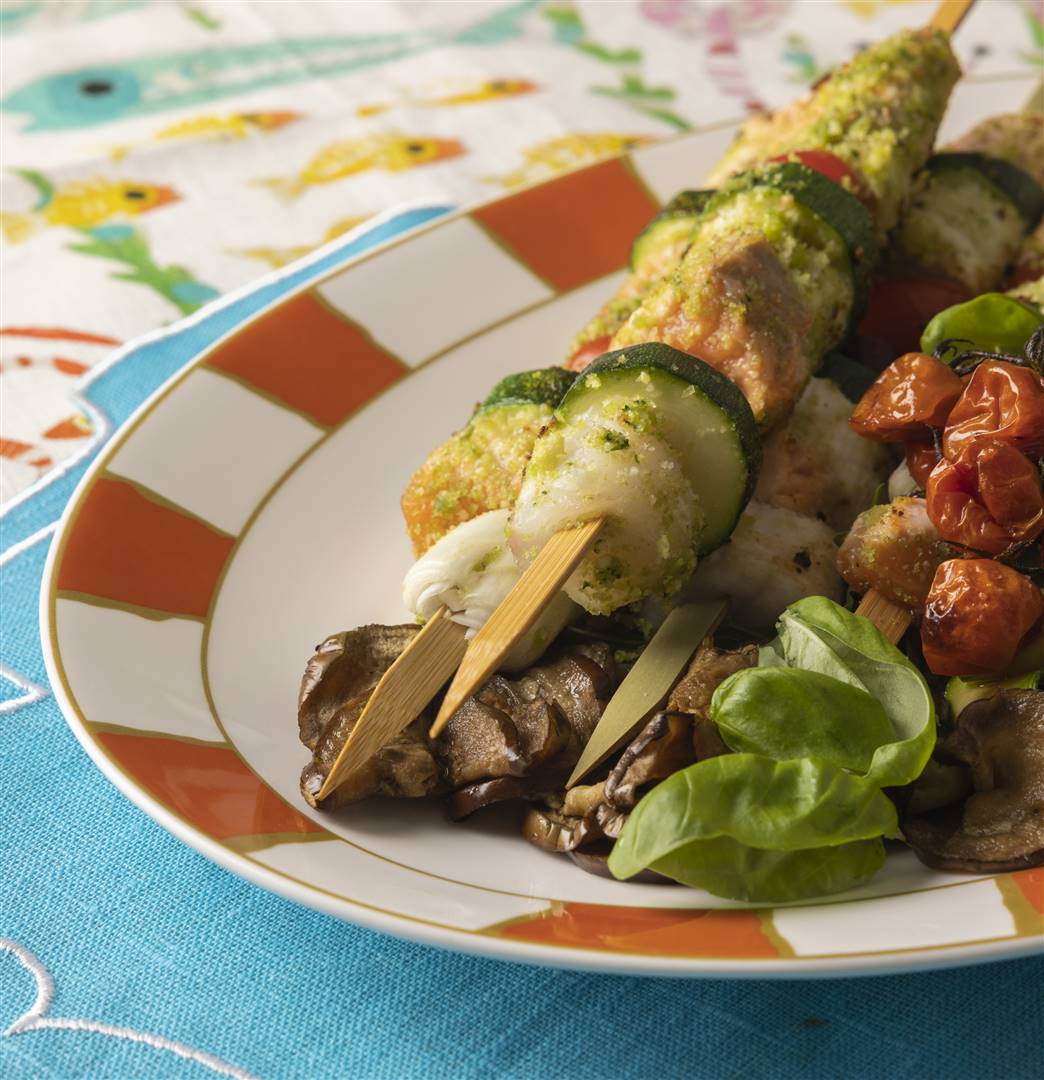Spiedini di pesce con panatura e salsina al Grana Padano DOP