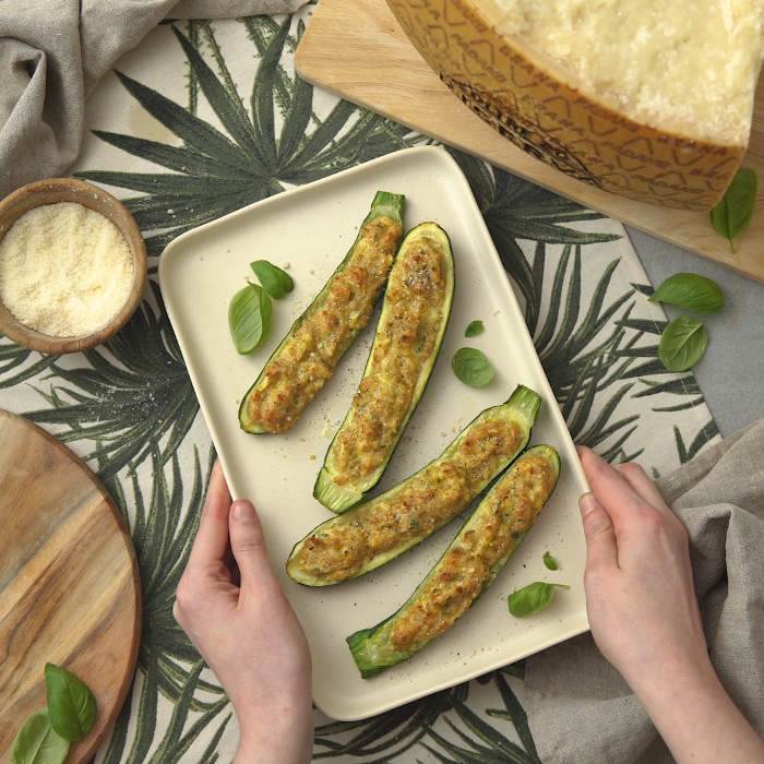Zucchine al forno ripiene con Grana Padano Riserva 