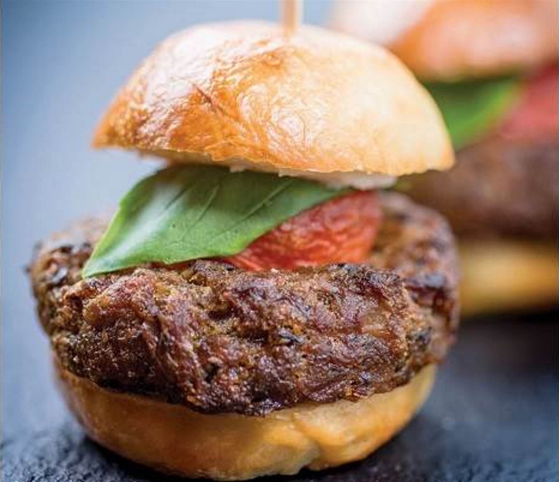Aubergine and Grana Padano PDO mini burgers