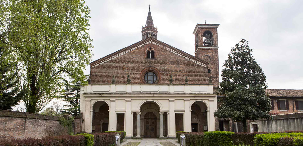 The fa&#231;ade of Chiaravalle Abbey in Milan