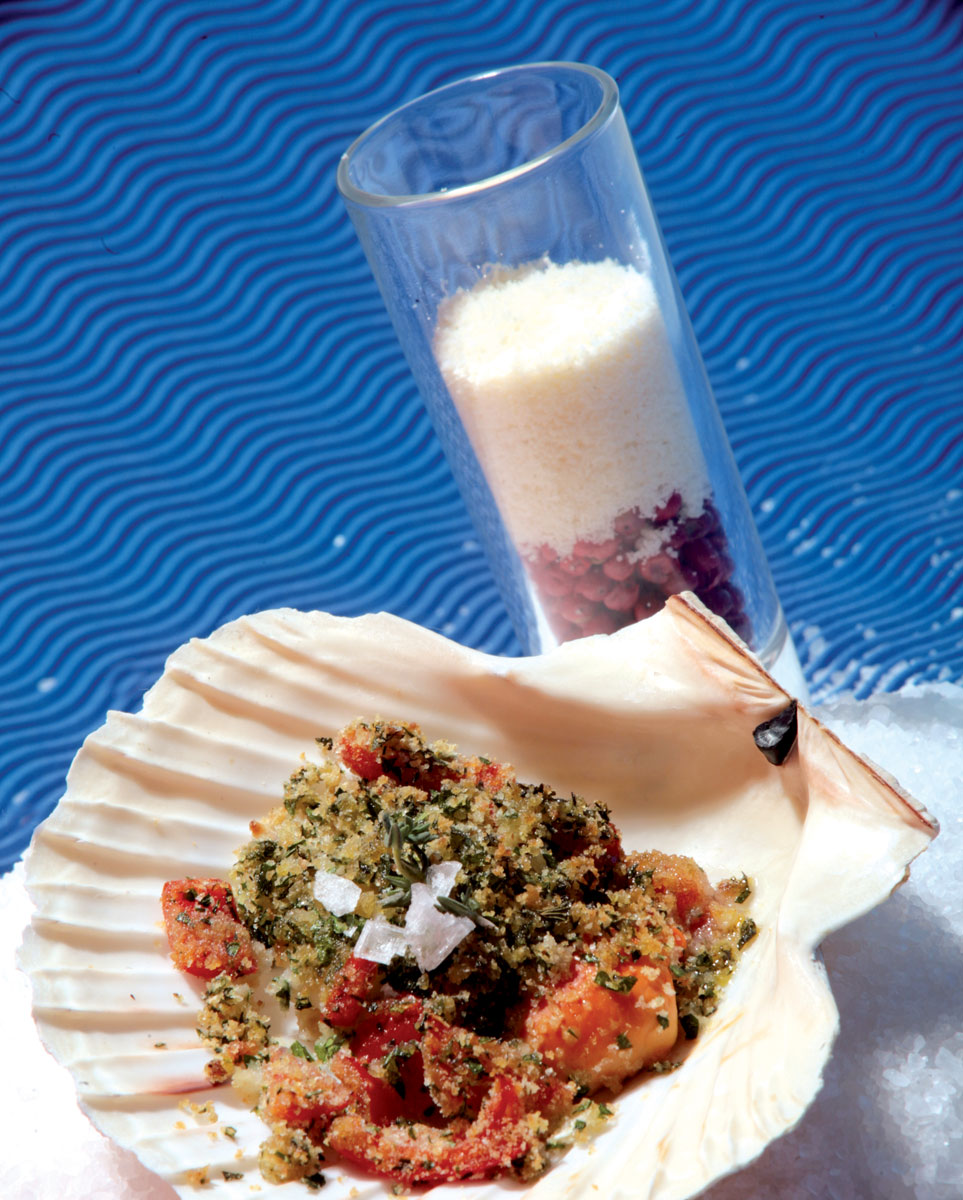 Vieira gratinada con Grana Padano al estilo Provenzal