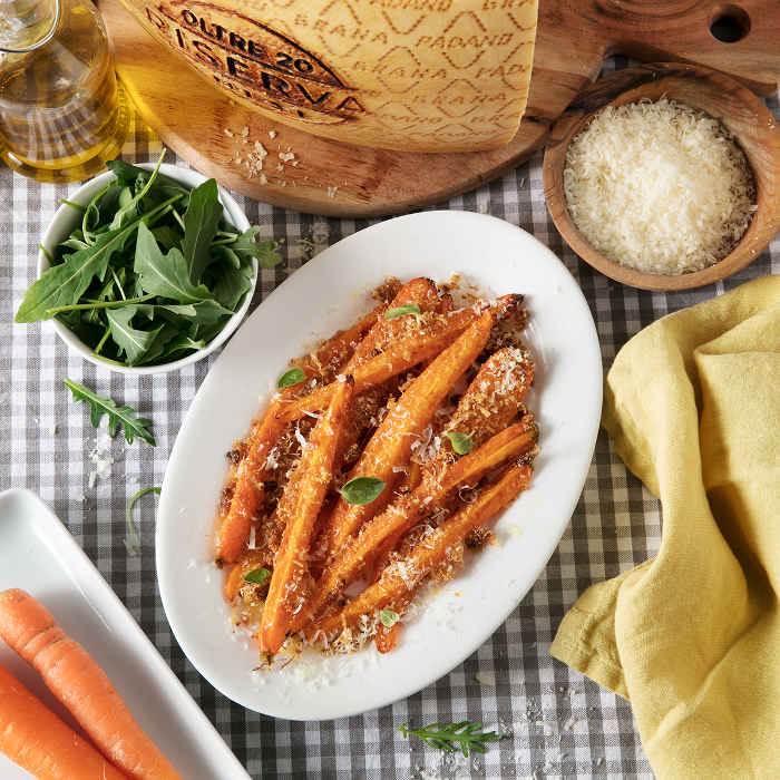 Panierte Karotten mit Rucola und Grana Padano Riserva 