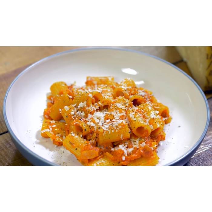 Creamy tomato pasta with Grana Padano