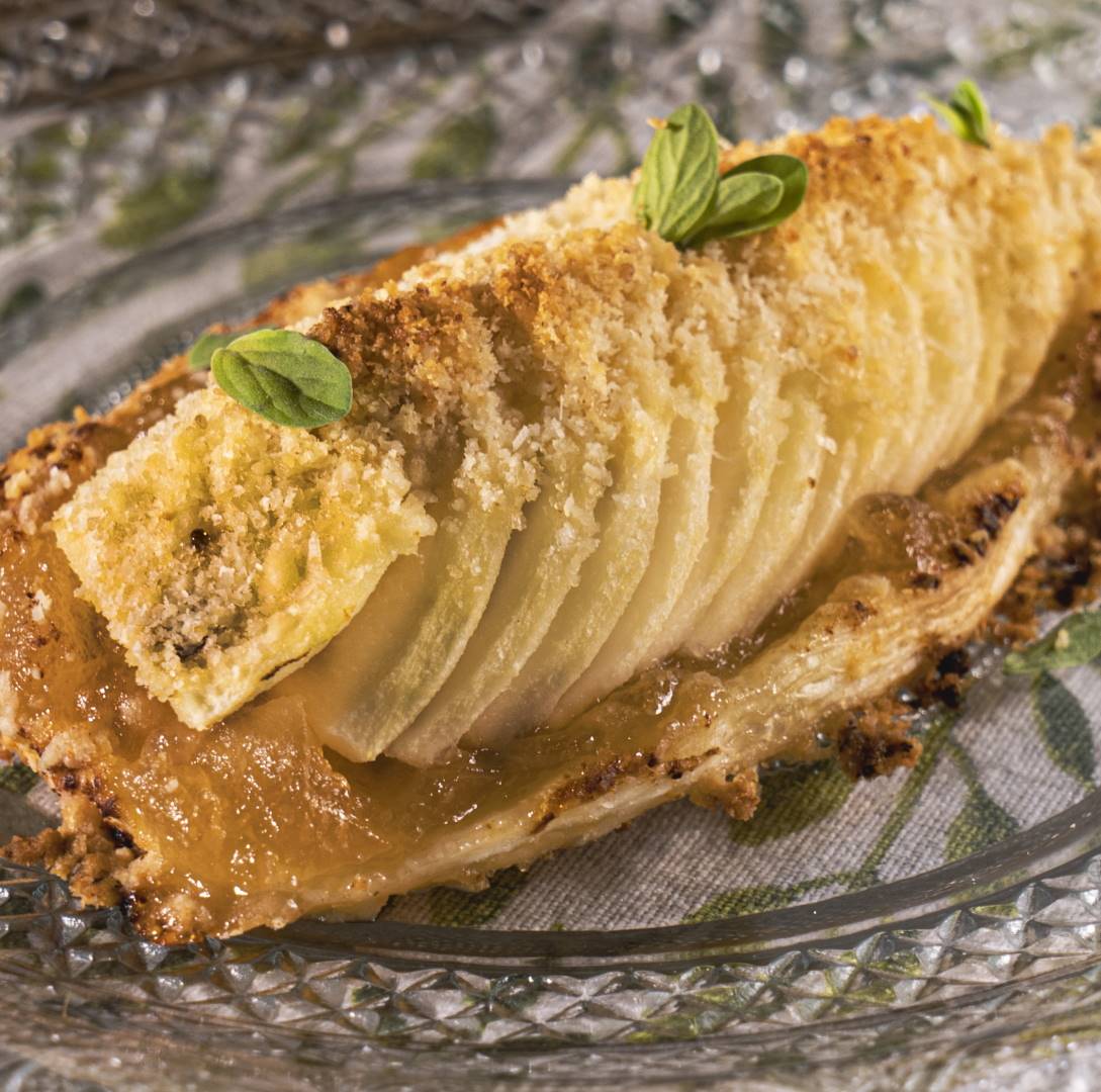Feuilleté de poire et crumble au Grana Padano DOP