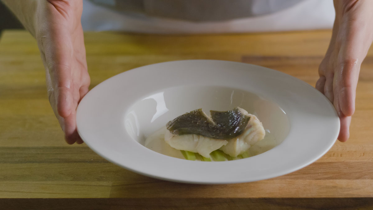 John Dory fillets cooked in olive oil with celery, lemon and Grana Padano