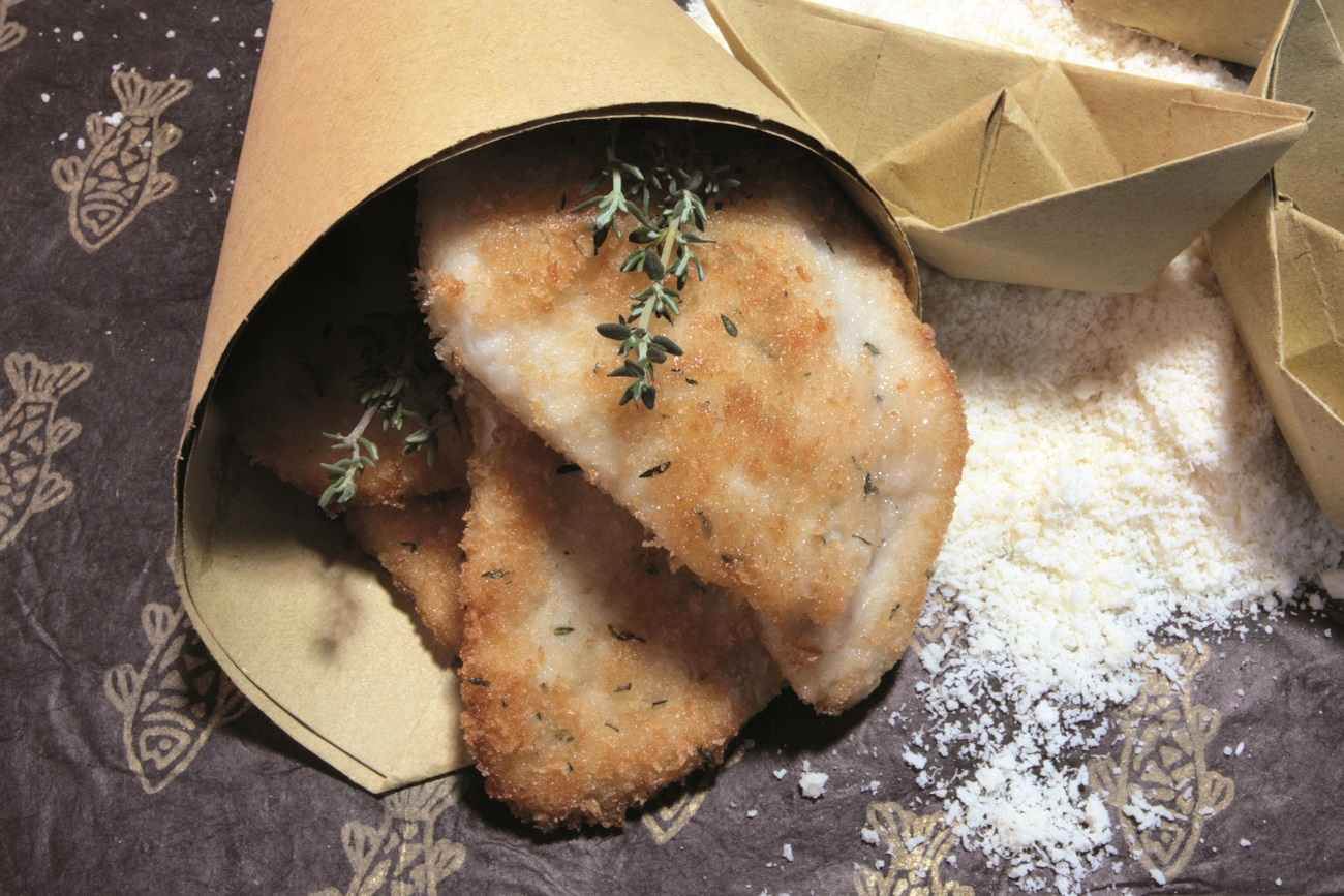 Steinbutt paniert mit Thymian und Grana Padano