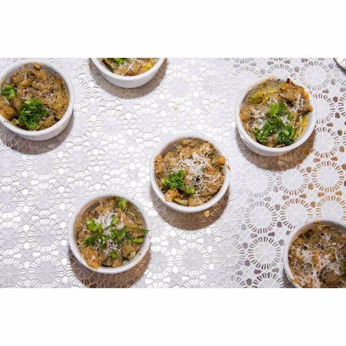 Fennel and Grana Padano sprinkles on a gourmet spoon