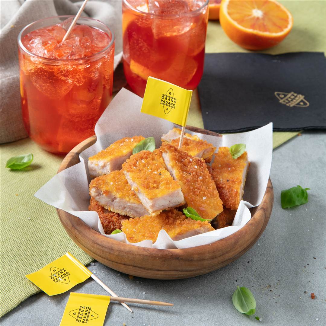 Negroni e bocconcini di cotoletta di tacchino impanata con Grana Padano 