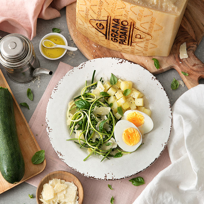 Marinated Courgettes, Hard-boiled Eggs and Grana Padano 