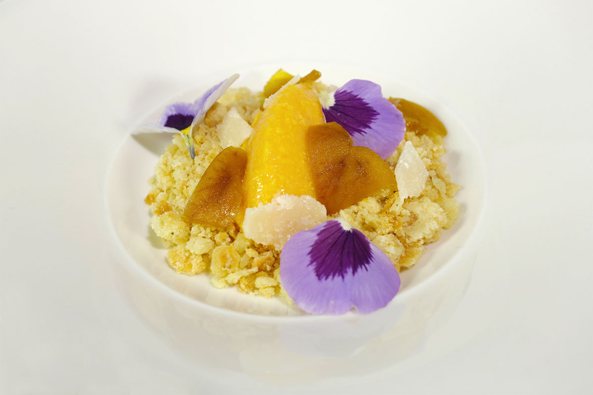 Gelato al melone con bottarga e sablé al Grana Padano DOP