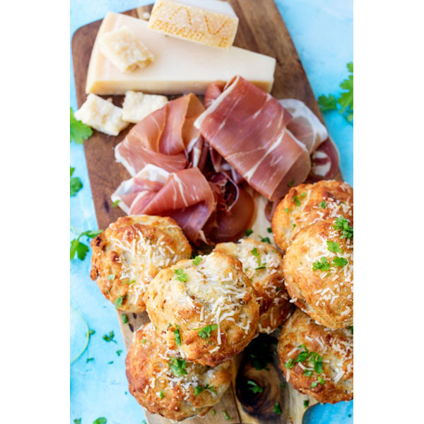 Grana Padano and egg stuffed muffins Prosciutto San Daniele 