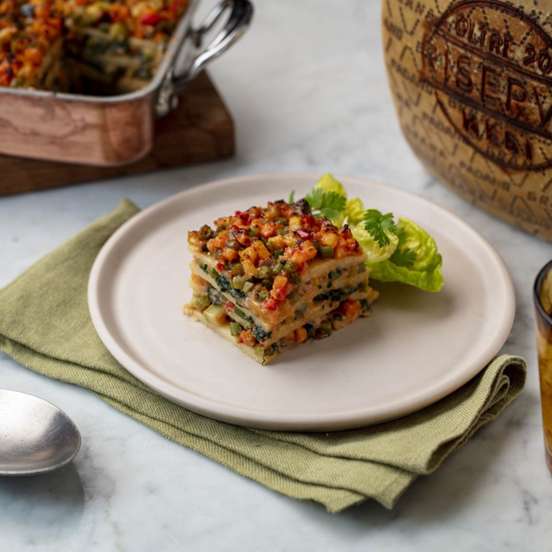 Lasagnes à la polenta avec ragoût de légumes