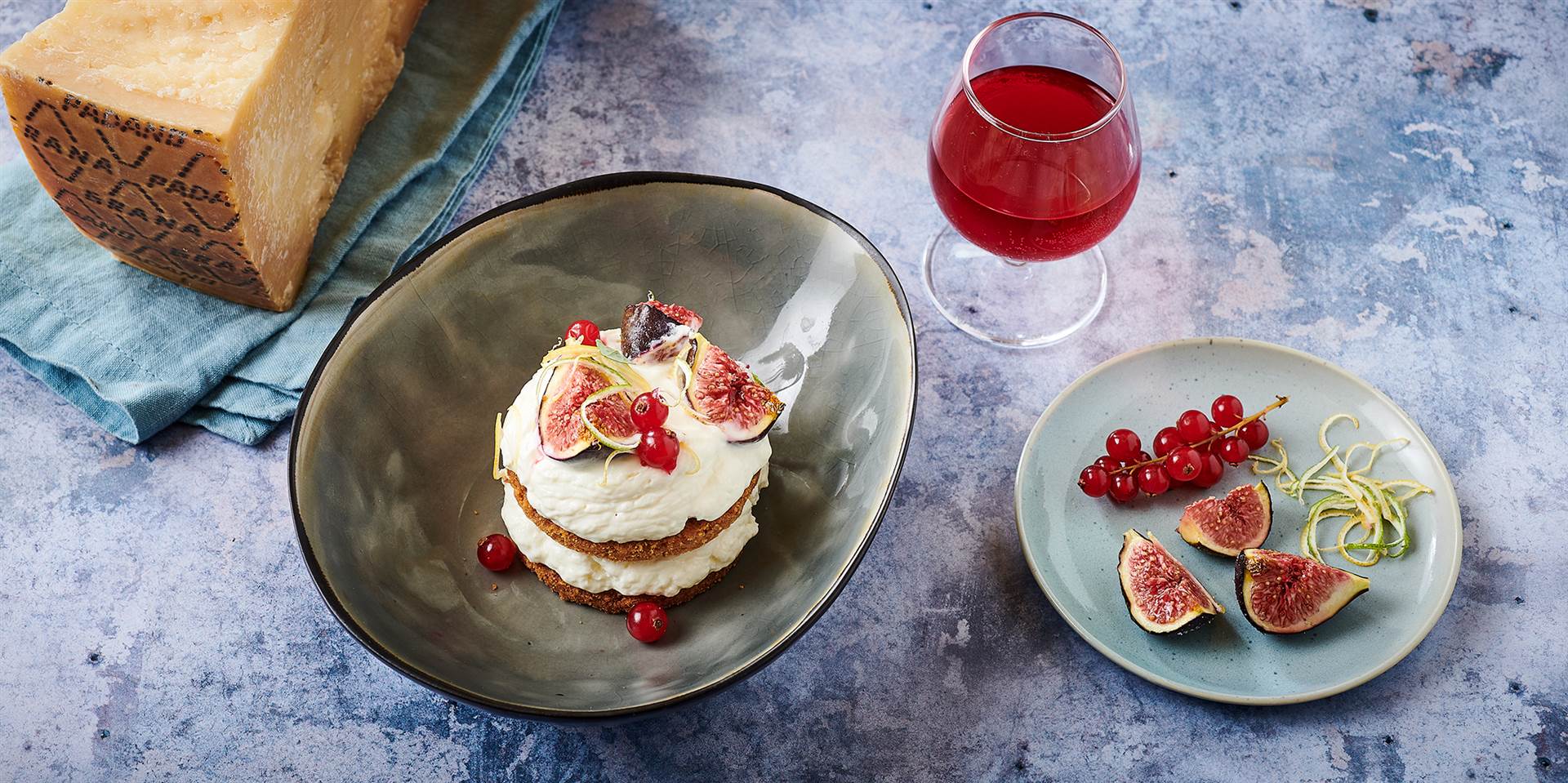 Cheesecake au Grana Padano, citron et figues