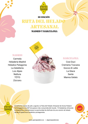 Grana Padano celebra la III edici&#243;n de la ‘Ruta del Helado Artesanal’ en 20 helader&#237;as de Madrid y Barcelona