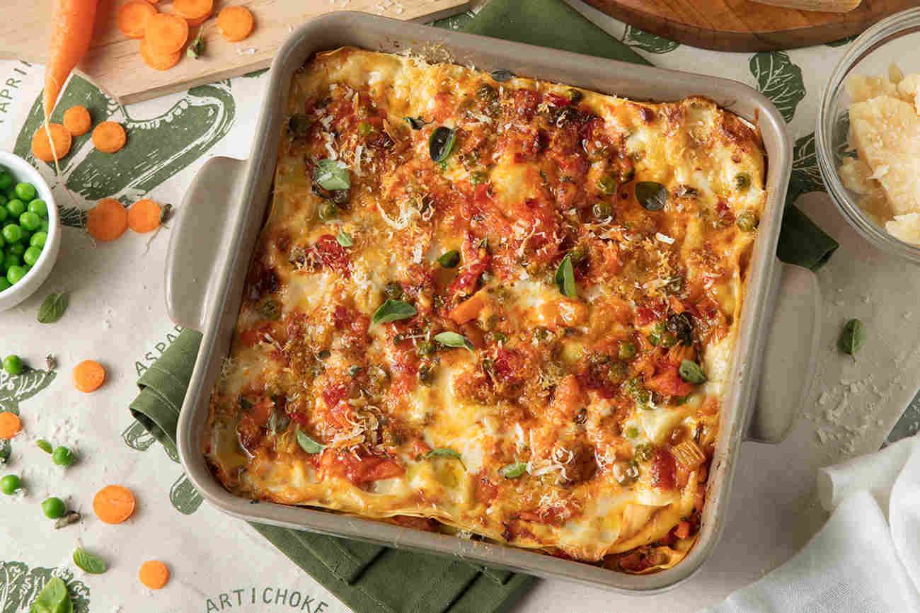 Lasagna with Vegetable Sauce and Grana Padano Riserva, Entrees, recipes with italian cheese