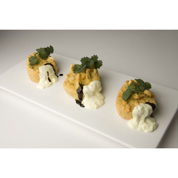 Lotus roots stuffed with Grana Padano cream