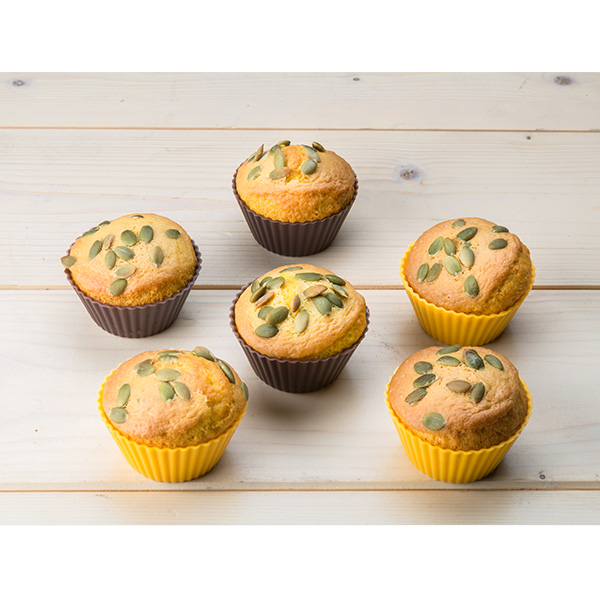 Muffin con pere, semi di zucca e Grana Padano