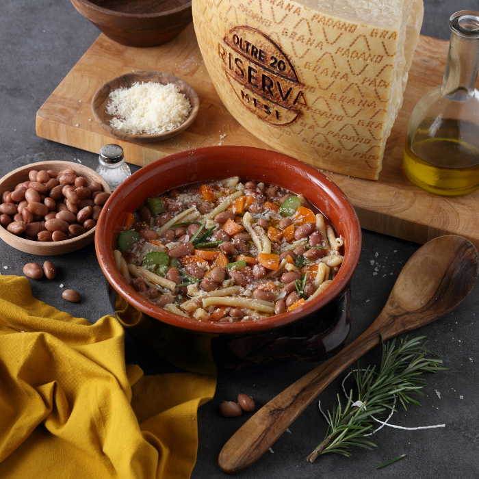 Pasta and Bean Soup with Grana Padano Riserva