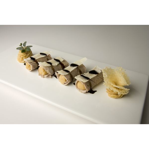 Involtini di lonza di maiale con purea di patate al Grana Padano