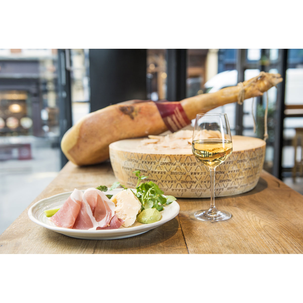 Prosciutto di San Daniele, Shaved Grana Padano, Grilled Asparagus and Watercress Mayonnaise