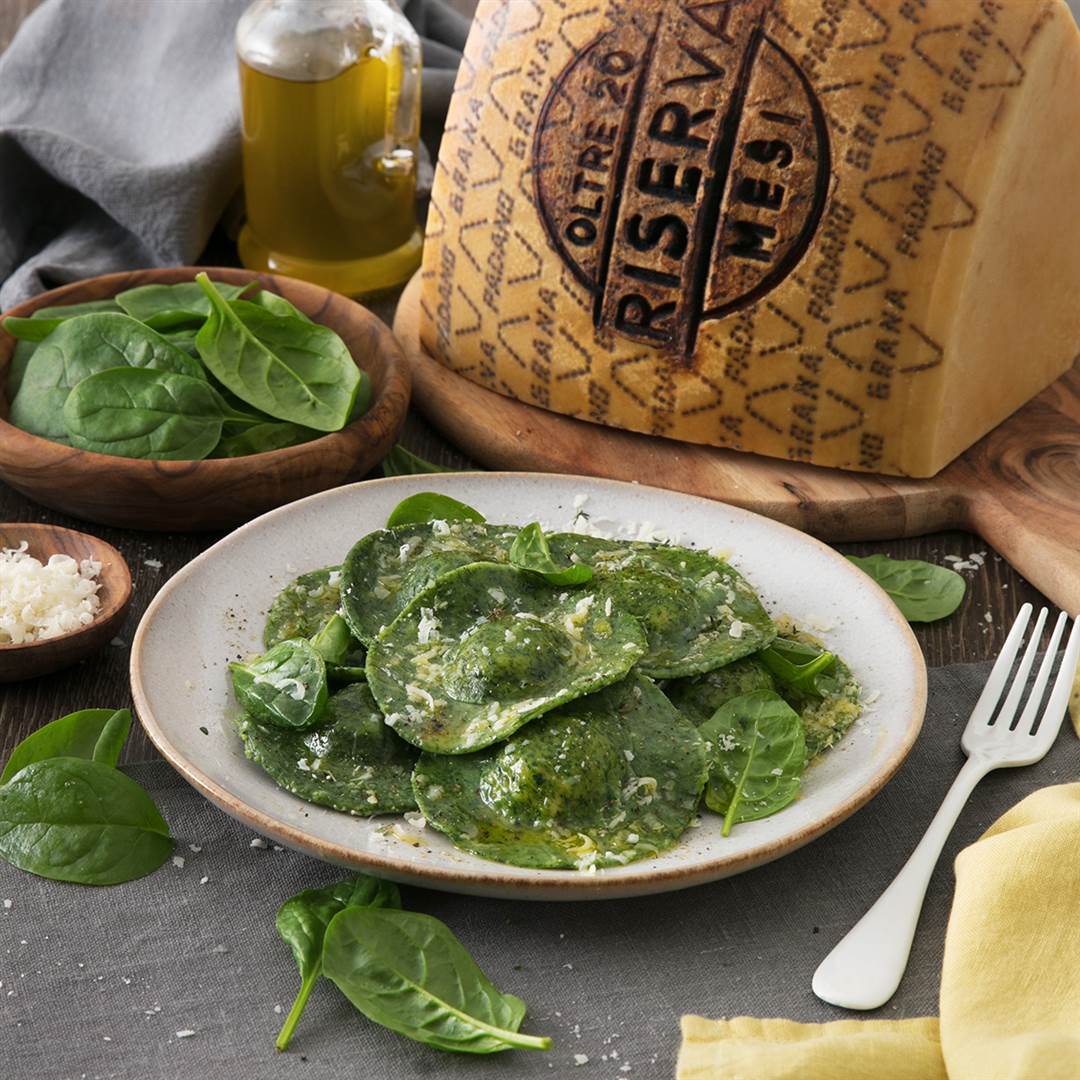 Ravioli di spinaci con Grana Padano Riserva