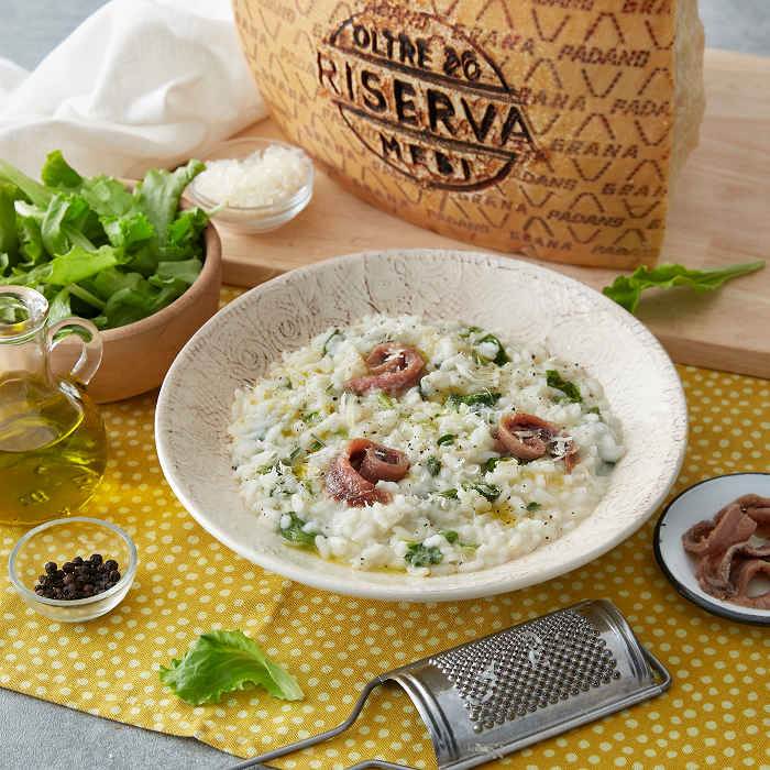 Kopfsalat-Sardellen-Risotto mit Grana Padano Riserva 