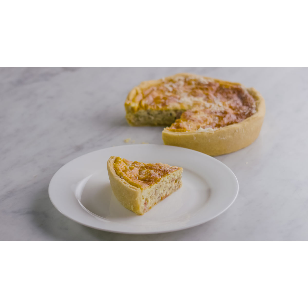 Grana Padano,red onion and pancetta quiche