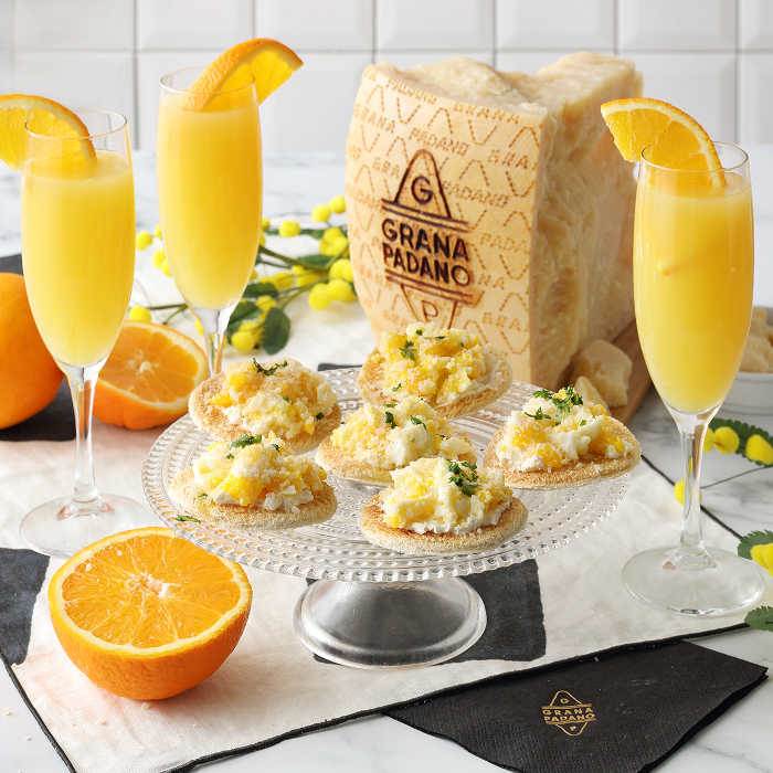 Canapés and mimosa cocktail for International Women’s Day