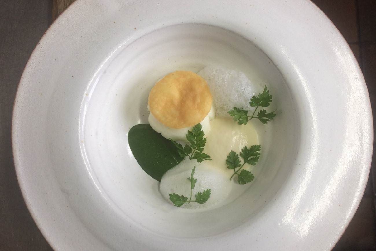 Alba truffle, duck eggs, spinach, Grana Padano Textures