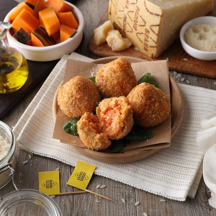 Croquetas de arroz con calabaza y Grana Padano