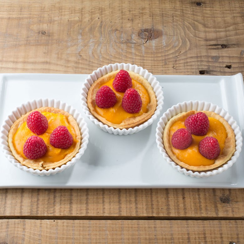 Tartaleta de calabaza y Grana Padano, miel y frambuesas