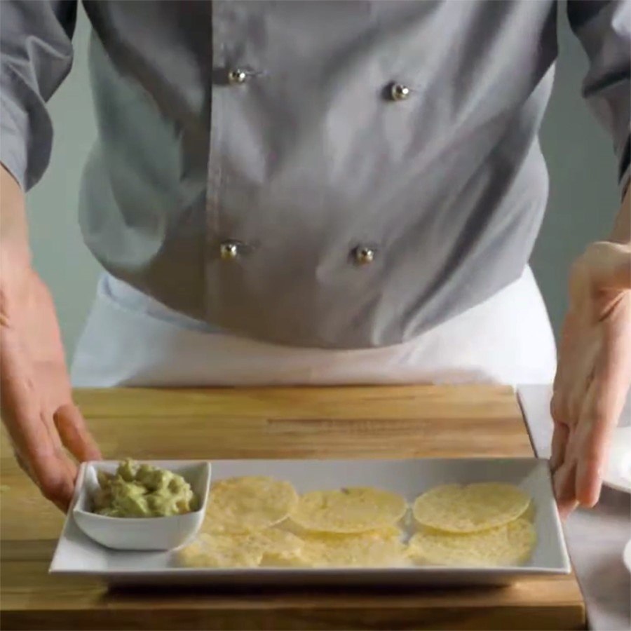 Grana Padano wafers with guacamole