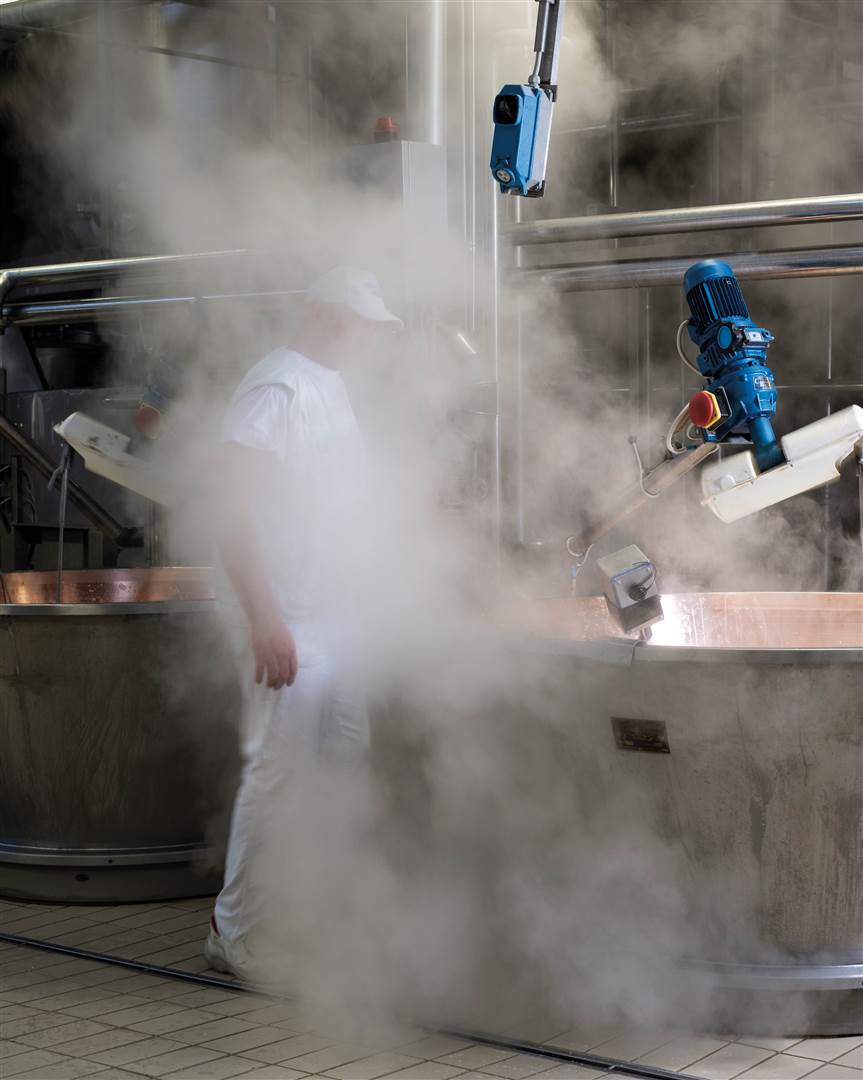 The steam from the vat during production