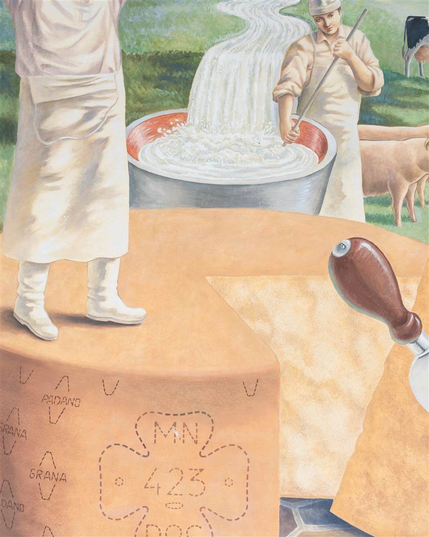 Vintage image of Grana Padano with Europeo Dairy’s serial number