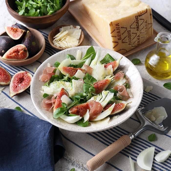 Salad of Figs, Lamb’s Lettuce, Prosciutto and Grana Padano PDO