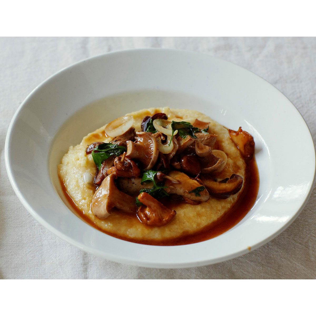 Grana Padano soft polenta and wild mushrooms