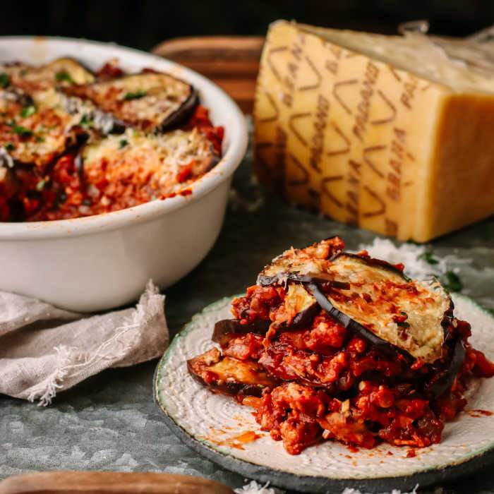 Musaka de verduras con queso Grana Padano