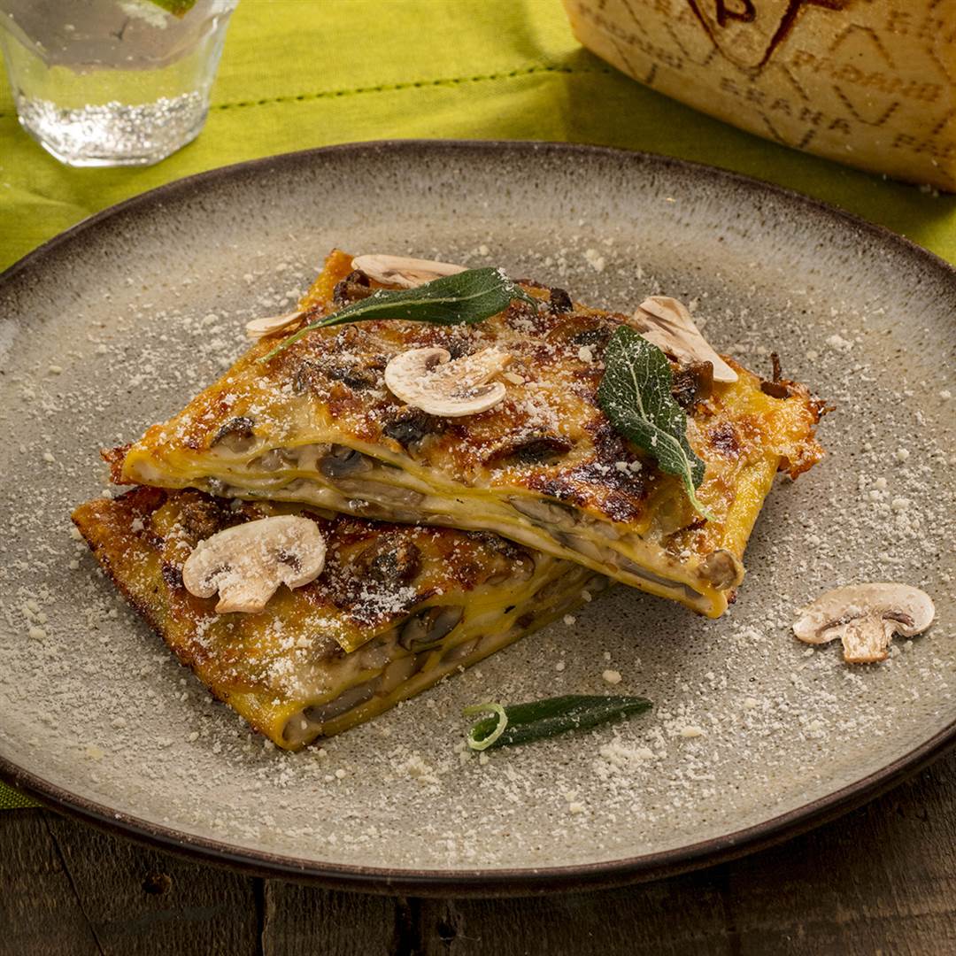 Pasta “straccia” with wild mushroom and Grana Padano Riserva
