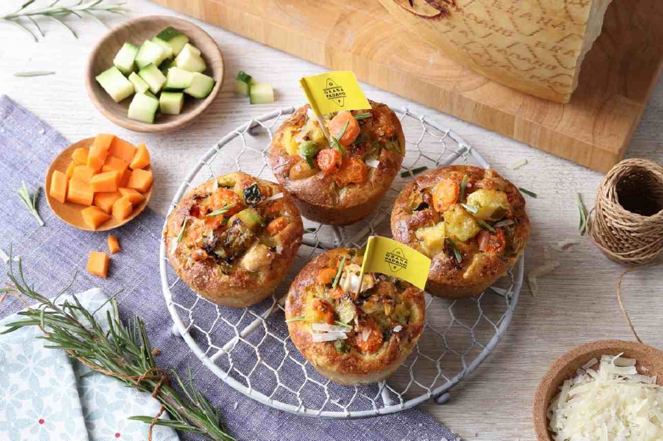 Muffins salados con verduras de temporada y Grana Padano Riserva