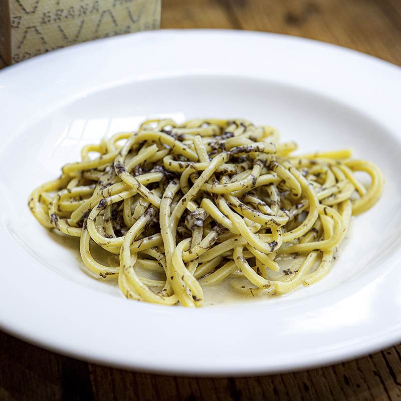Tonnarelli with fresh summer truffles and Grana Padano