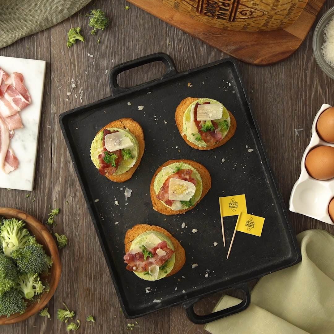 Flan di broccoli con pancetta e Grana Padano
