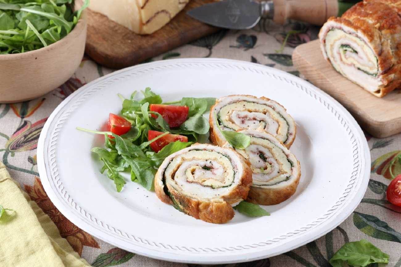 Turkey Roulade Filled with Spinach, Ham, Frittata and Grana Padano