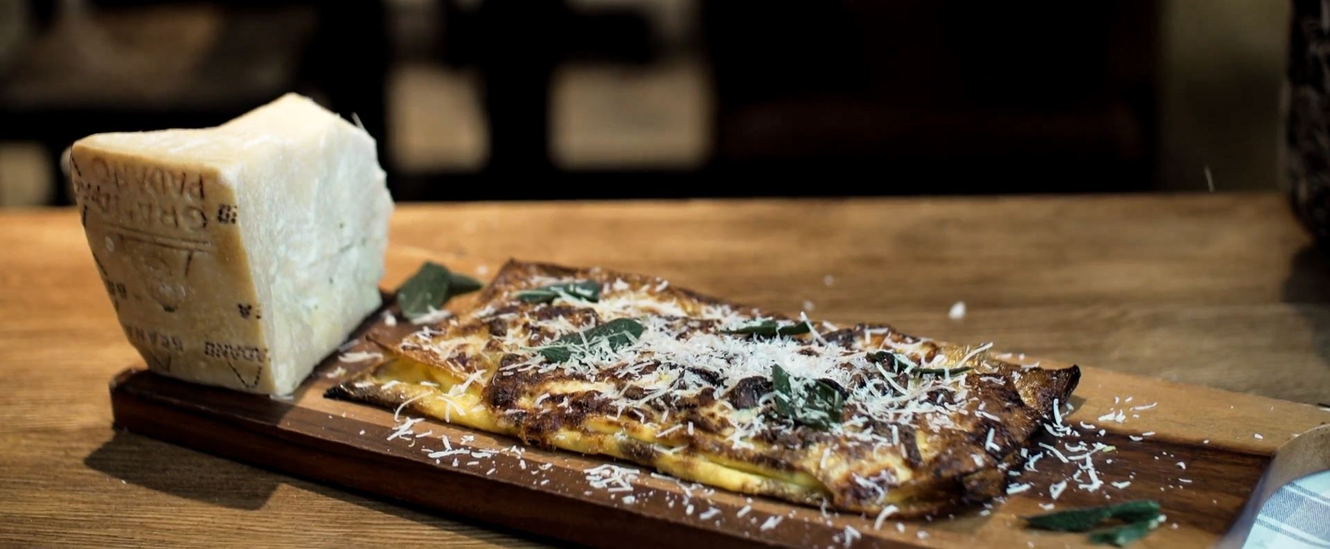 Pasta “straccia” with mushroom and Grana Padano PDO Riserva