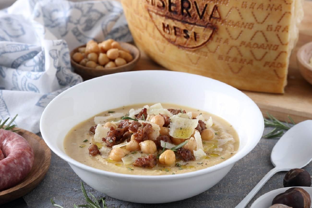 Velvety Chickpea, Chestnut and Sausage Soup with Rosemary and Grana ...