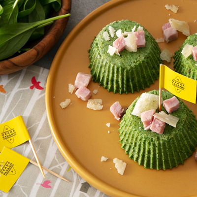 Tortino di spinaci patate e Grana Padano Riserva con cubetti di prosciutto cotto GP0202 p Tortino di spinaci patate e Grana Padano Riserva con cubetti di prosciutto cotto GP0202 p