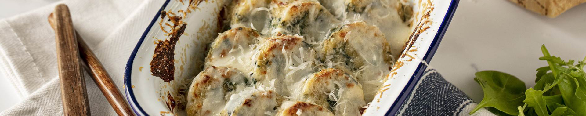 Gnocchi al GP, pane e spinaci-m