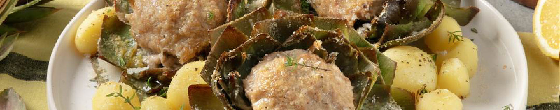 Carciofi al forno ripieni di carne macinata, pangrattato e Grana Padano Riserva-m
