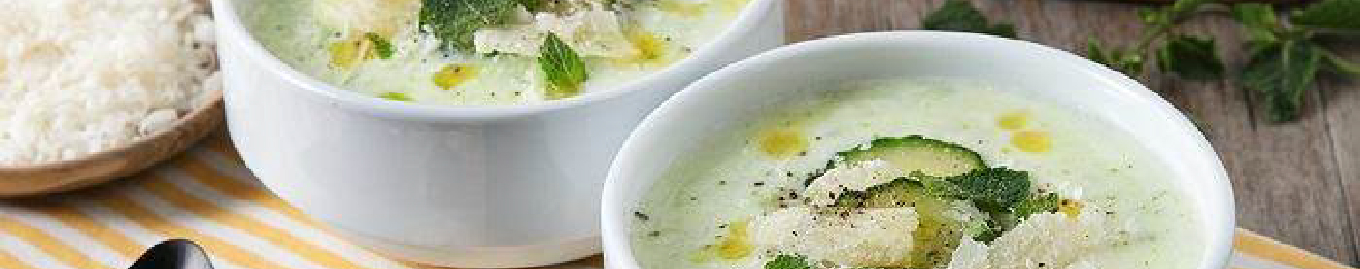 Zuppa fredda di cetrioli, patate, yogurt e Grana Padano DOP-m